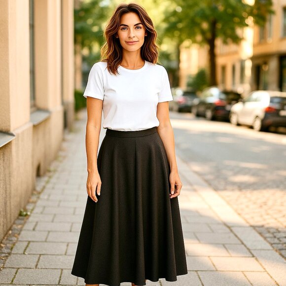 Brown 100% Wool Maxi Long Skirt Button Down Front Vintage 80's USA Womens 14 - Picture 15 of 15